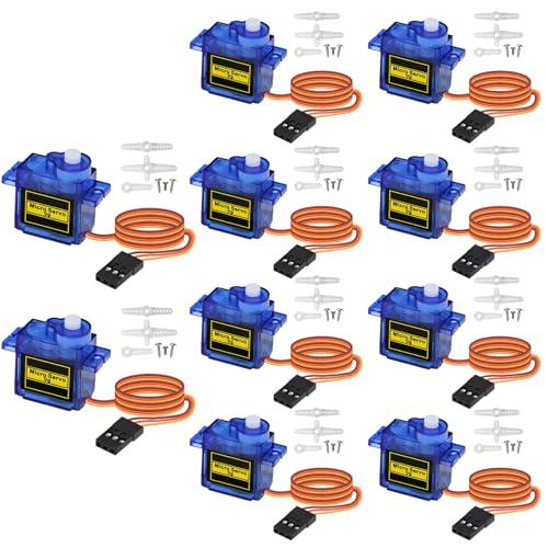 10pcs 9G Micro Servo Motor Kit per RC Robot Arm/Mano/Walking, Elicottero, Aeroplano, Auto, Barca, Controllo con Cavo, Mini Servos Arduino Project