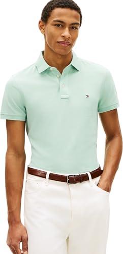 Tommy Hilfiger Uomo Maglietta Polo Maniche Corte 1985 Slim Fit, Verde (Crushed Mint), M