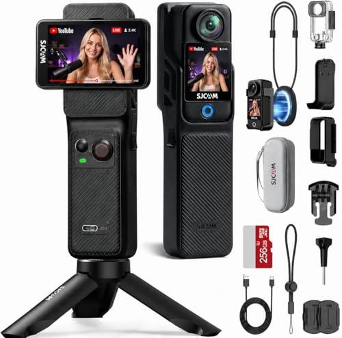 SJCAM C400 Kit Vlog (256G) - Vlog camera, Action cam 4K 2-in-1 Rimovibile, Corpo impermeabile, Display touch da 2.29
