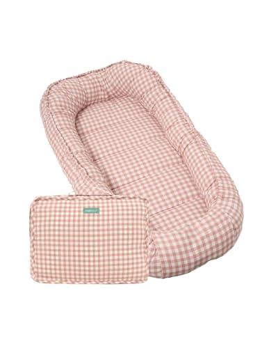molis&co. Nido per bebè 90 x 50 cm. Riduttore per culla o Co-sleeping Nest per neonati. Cotone. Lettino portatile o da viaggio per neonati. OEKO-TEX 100. (Dusty Rose)