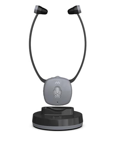 Meliconi Cuffia TV Easy Audio Wireless Digitale, Modello Steto con Ingresso Ottico, Microfono Ambiente, Volume Regolabile, Base Ricarica, Portata 20m, Audio Bilanciato per TV