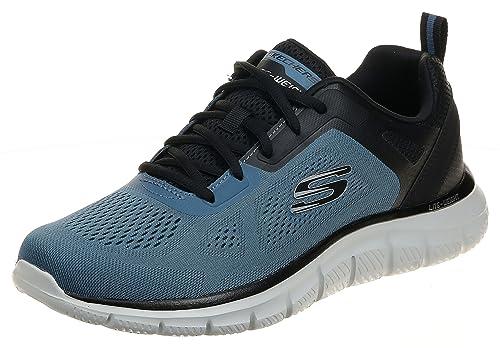 Skechers Track Broader, Scarpe sportive Uomo, Blue Mesh Pu Black Trim, 41 EU