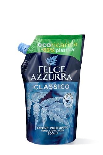 Felce Azzurra - Ricarica Sapone Liquido Mani e Viso Classico Profumato, Igienizza e Idrata, Sapone Mani e Detergente Viso Gel per Igiene Quotidiana, Delicato e Dermatologicamente Testato, 500 ml
