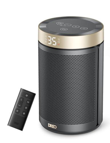 Dreo Termoventilatore a risparmio energetico, 34 dB, silenzioso, 1500 W, in ceramica PTC, termostato, protezione da surriscaldamento e ribaltamento, timer 12 ore, riscaldamento elettrico per camere da