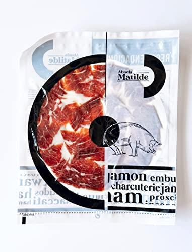 1 x 80 g Prosciutto Crudo Iberico Pata Negra Confezionato Sottovuoto - Prosciutto Spagnolo Ottenuto da Maiali di Razza Iberica al 50% - Jamón Ibérico Affettato a Mano da un Maestro