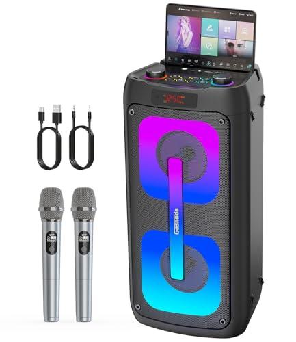 Macchina per Karaoke per Adulti, altoparlante Bluetooth Portatile con 2 Microfoni Wireless Sistema PA con luci da discoteca, ideale per grandi feste all'aperto, con supporto USB/TF/REC/FM/AUX