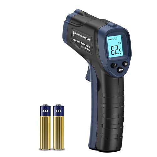 ERICKHILL 600C Termometro a infrarossi piccolo e leggero -50 ℃ Circa 600 ℃ Emissività regolabile con temperatura laser senza contatto LCD retroilluminato - Per cucinare/grigliare/cottura al forno
