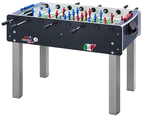 G5 HT SPORT Calcio Balilla Roberto Sport [Made in Italy] Calcetto da Tavolo Calcetto Balilla Con Aste Rientranti Telescopiche | Campo in Vetro Temperato Infrangibile | Palline E Spray Inclusi (NERO)