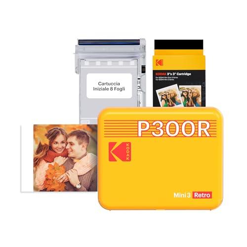 KODAK - Mini 3 Retro 4PASS, stampante per foto portatile (7,6 x 7,6 cm), confezione con 68 fogli, colore: giallo.