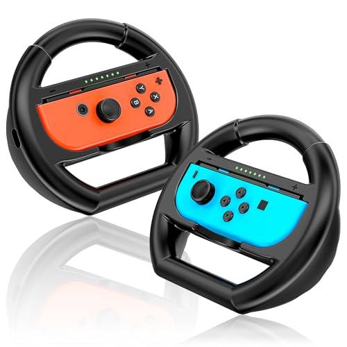 Shadowin Confezione da 2 volanti compatibili con Nintendo Switch e OLED Joy-Cons, Switch Racing Wheels Joycon Controller Accessori per Mario Kart 8 Deluxe (Nero)