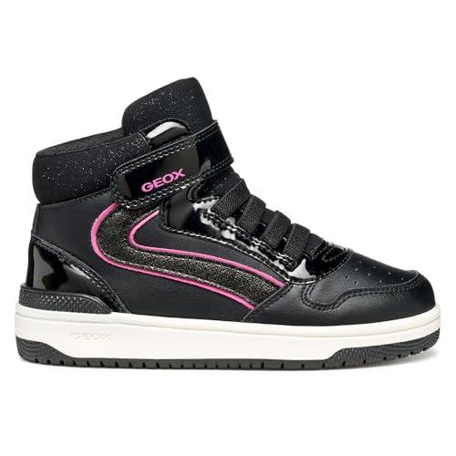 Geox J Washiba Girl, Scarpe da Ginnastica, Nero Fucsia, 34 EU