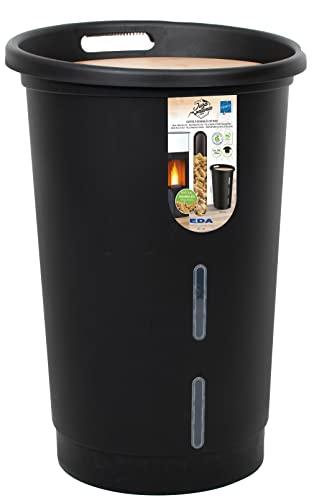EDA - Baule per pellet Jura Montania con ruote 38 L - per 25 kg di pellets - nero, 010478 NO, Ø 39,7 x 60,5 cm