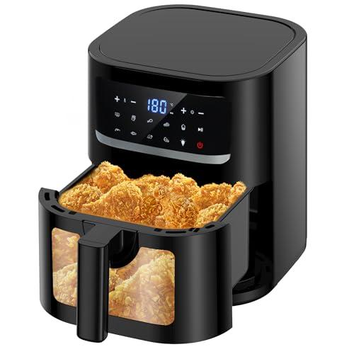 7L Friggitrice ad Aria | Friggitrice Aria con Finestra Osserv, 9-in-1 Programmi Airfryer Controllo Touch Luce integrata, 1800W Air Fryer Temperatura mas 200℃ Cottura a Basso Contenuto di Olio e Grassi