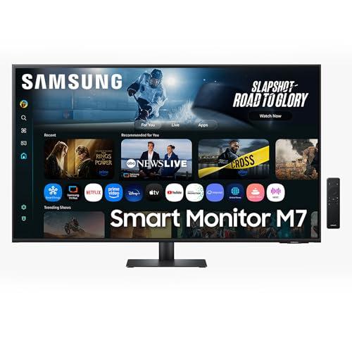 Samsung Smart Monitor M7 (S43FM702), Flat 43'', 3840x2160 (UHD 4K), Smart Hub con AI, Office 365, Gaming Hub, Speaker Integrati, Telecomando, WiFi, HDMI, USB-C