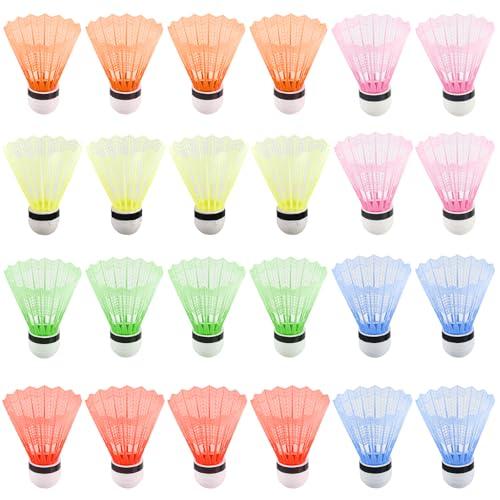 24 palline da badminton: volani, palline colorate da badminton rapide, in plastica, per adulti e bambini, per sport, allenamento, giochi