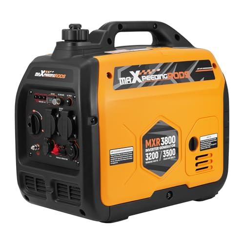 maXpeedingrods Generatore di Corrente 3500W Silenziato, Portatile Generatore Inverter a Benzina 4 Tempi con 2 prese da 230 V / 2 USB / 1 presa da 12 V CC, Modalità ECO Per RV, Camper e Emergenze