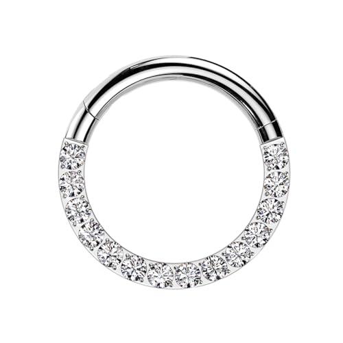 AWAKEN Piercing Orecchini Anello a Clicker Cerchio con Cristalli Brillanti Cartilagine/Septum/Helix in Acciaio Chirurgico 316L