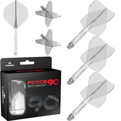 Mission Darts Force 90 | Freccette con sistema integrato di precisione e asta, confezione da 3 alette e steli combinati professionali altamente durevoli | Standard No.2