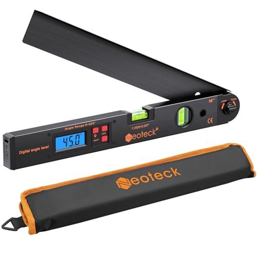 Neoteck 400mm/16inch Misuratore di Calibro Finder 0~225° Angle Finder Digitale Inclinometro LCD Retroilluminazione Goniometro Livello con Borsa Portatile per Applicazione Industriale Lavoro - Nero