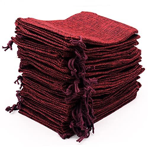 Leeyunbee 30 Pezzi 10x15cm Sacchetti Regalo di Iuta, Sacchetto per Gioielli di Juta, Sacchi Iuta Lino con Coulisse per Regalo Gioielli Fai-da-Te Natale Fiesta Matrimonio Bomboniere(Borgogna)