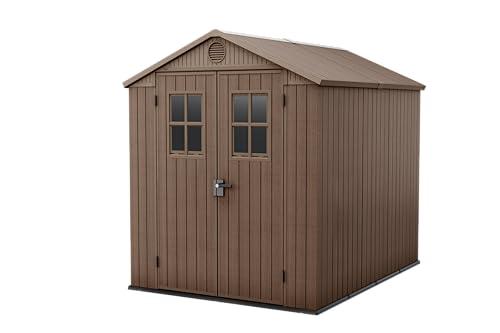 Keter Casetta da Giardino Darwin 6x8, Finitura Effetto Legno, Colore Marrone, 4,5 m², 190x244x221H cm