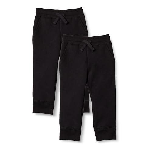 Amazon Essentials Pantaloni Sportivi Jogger in Pile Bambini e Ragazzi, Pacco da 2, Nero, 6-7 Anni