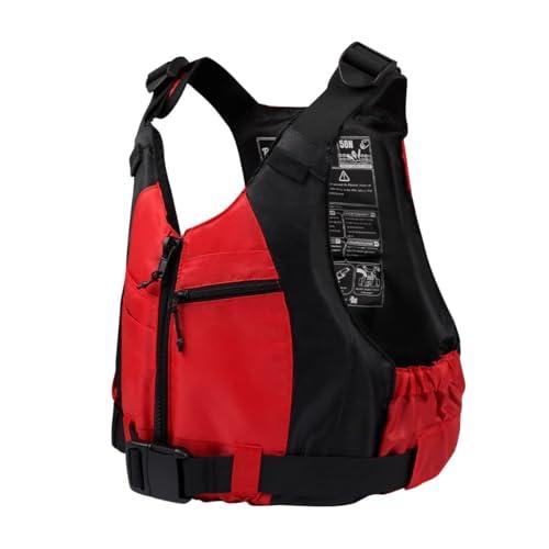 Owntop Aiuti per La Galleggiabilità per Adulti, Giubbotto Galleggiante Regolabile 50N Unisex, Gilet da Nuoto con Tasche, Giacca da Nuoto per SUP Kayak Pesca Canoa a Vela - Rosso M/L