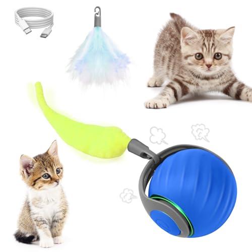 DAOUZL Palla Interattiva per Gatti, Palla Elettrica per Gatti, Auto-Attiva, 2 Modalità di Lavoro, Coda Sostituibile, Gioco Interattivo Gatto