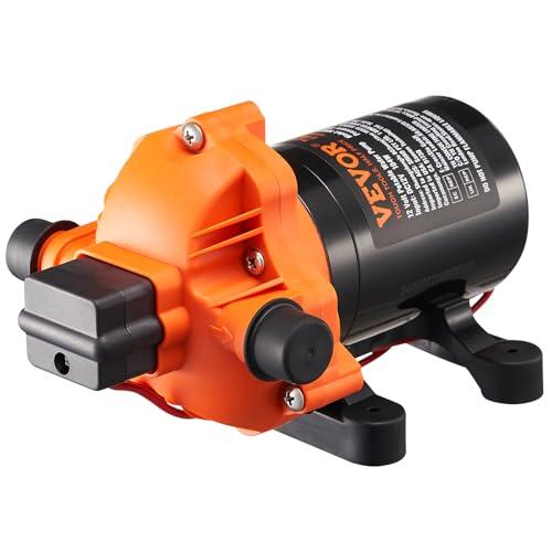 VEVOR Pompa a Membrana 12V, 3,5 GPM 13,25 L/min, Pompa per Acqua a 3 Camere 12 Volt CC con Pressostato Automatico 40-100 PSI Regolabile, 50 PSI, Porta MNPT per Camper Yacht Food Truck Camper Nautica