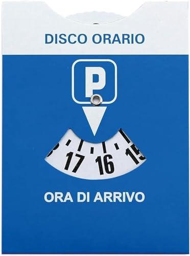 PAIF Disco Orario Auto Europeo Unificato - 15x12 CM Parchimetro Disco Orario Italiano x Auto e Moto - Accessori Auto Interno - Disco orario Auto con Busta Protettiva in PVC