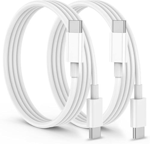 Set di 2 cavi USB C 2 m a cavo USB-C ricarica rapida 4.0 caricatore 60 W tipo C cavo per iPhone 16 15 Samsung S25/S24 Ultra A55 A35 iPad Air MacBook Pro Google Pixel 9/8/Xiaomi Switch PS5 (WHITE)
