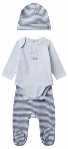 United Colors of Benetton Set Body+Pant+BERRET 3DKAAK01C Corredino per Bambino e Neonato, Blu, 182 Bimbo 0-24