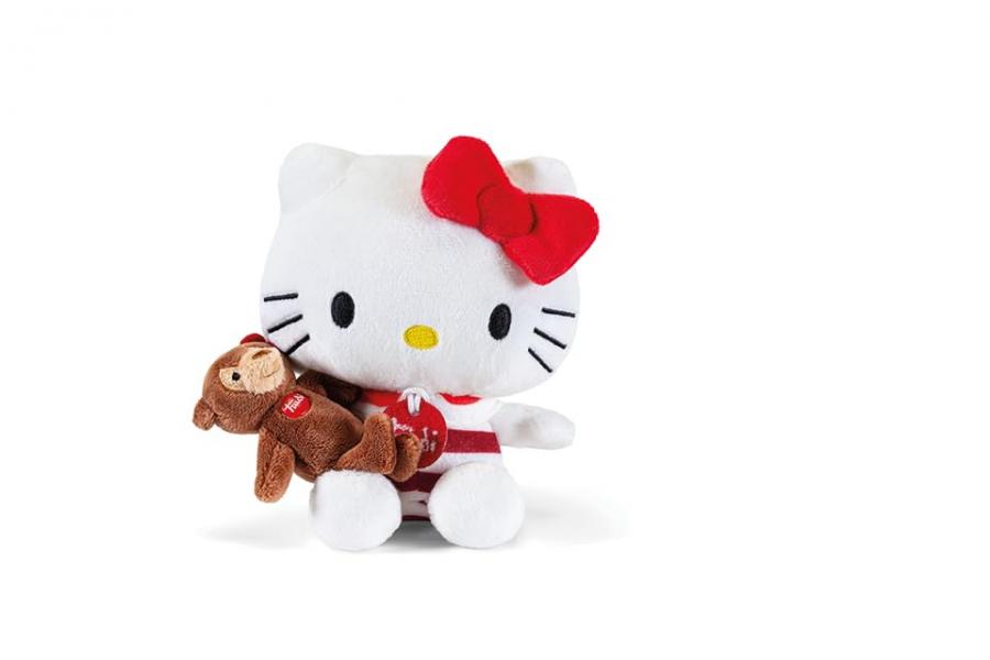 Trudi Hello Kitty e l'amico Orso Ettore | Peluche, idea regalo | 15x14,5x10 cm taglia XS | Hello Kitty and friends | modello 25045