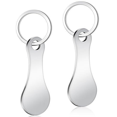Caianwin 2 gettoni per carrello, in acciaio inox, per carrelli e monete, rimovibili, per rilasciare carrelli da supermercato, gettoni per carrello della spesa, Argento, 1