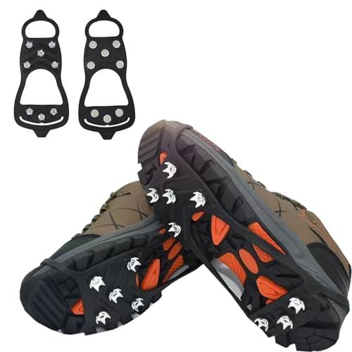 YQBFTC Ramponi da Ghiaccio,8 Denti Neve Ice Grips Leggero Ice Tacchetti,Ramponcini per Scarponi Antiscivolo,Ramponcini per Scarpe Scarponi Winter Outdoor Camping Neve Pesca Caccia Camminare(L)