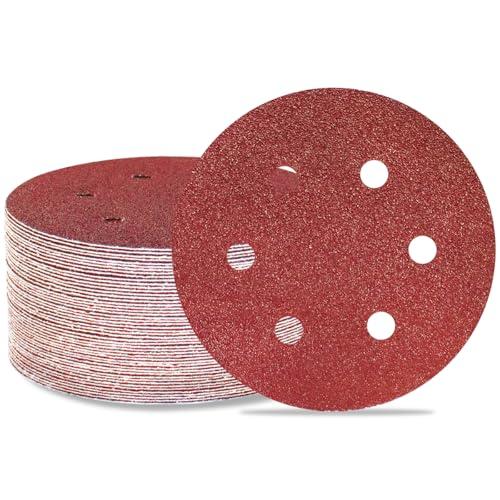 Meccion 50 Dischi Abrasivi 150mm con 6 Fori - Carta Vetrata a Strappo per Smerigliatrice Orbitale - Grana 80