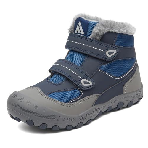 Mishansha Scarpe Invernali Bambini Antiscivolo Stivaletti Neve Bambina Caldo da Trekking Bambino Blu 25