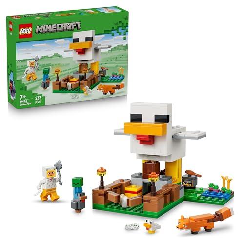 LEGO Minecraft Fattoria di Galline - Giocattolo da Costruire con Minifigure di un Fan della Gallina, Mob di un Baby Zombie e di una Volpe - Regalo per Gamer, Bambini e Bambine da 7 Anni in su - 21585
