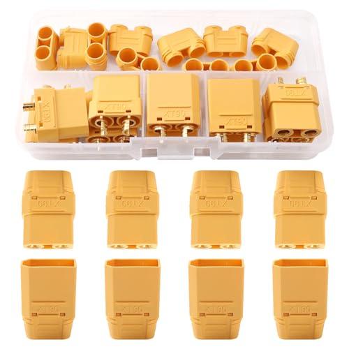 Lyeteung 5 Pairs XT90 Connettore, XT90 Maschio Femmina Battery Connettore con Alloggiamento Guaina, per Batteria Lipo, Giallo