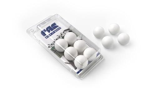 FAS Set 10 Palline Calcio Balilla, 33mm, Plastica, Bianco Giallo Arancione, 19g (Bianche)