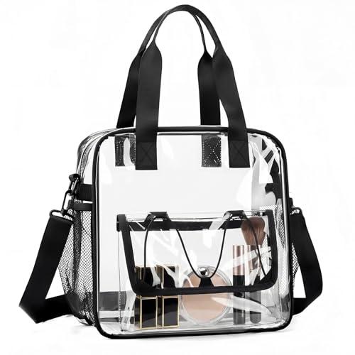 Eulihent Borsa Trasparente Donna Borsa Trasparente per Lavoro, PVC Clear Tote Bag Clear Bag Approvato Dallo Stadio per Giochi Sportivi e Concerti (30x30x13 cm)