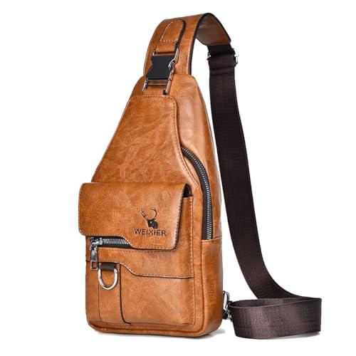 A-QMZL Borsello Uomo Tracolla Zaino Monospalla Uomo Pelle Borsa a Tracolla Uomo Piccolo Impermeabile Spalla Sling Bag Piccolo Crossbody Bag (marrone)
