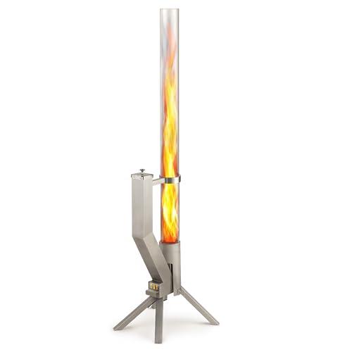 GARDENFLARE Colonna di Fuoco in Acciaio Inox e Torcia a Pellet per un'Atmosfera Incantevole – Elegante Alternativa ai Riscaldatori da Terrazza e ai Camini da Giardino per la Tua Terrazza (Argento)