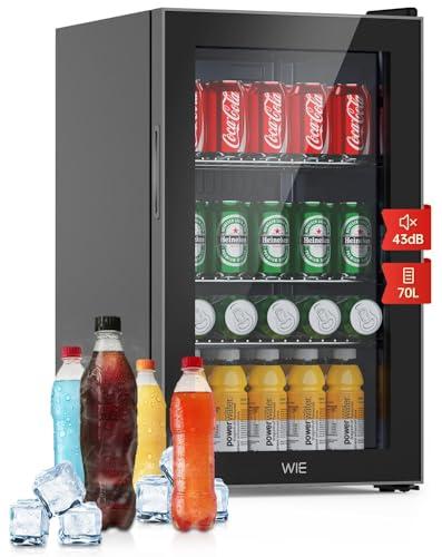 WIE Mini Frigo, Frigorifero per Bevande, 70L Grande Capacità Frigo Vetrina, Impostazioni di Temperatura Personalizzabili, Ripiani Rimovibili, Funzionamento Silenzioso per Casa, Bar, Hotel