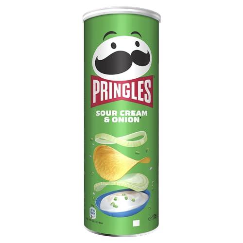 Pringles Sour Cream e Onion| Snack salato| Chips al gusto cipolla e panna acida| A base di patate | Vegetariano | Perfette per l'aperitivo | Confezione singola da 175g