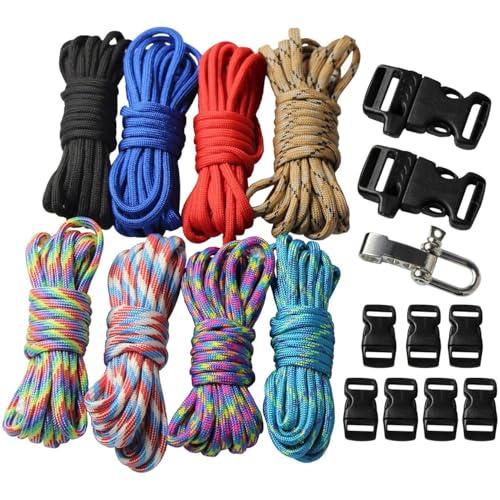 UOOOM 18 pezzi Kit per bracciali Paracord con fibbie Corda da paracadute corda per sopravvivenza corda Set fai da te da intrecciare a mano