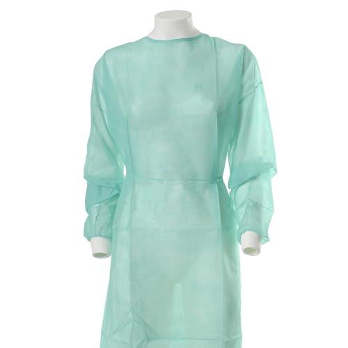 PROTEX Camici Monouso, Camice Usa e Getta in TNT Elastico, 10 Pezzi, Traspirante Resistente | Protezione e Igiene Professionale | Verde Taglia Unica 50cm
