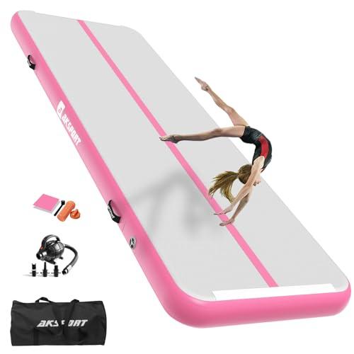 AKSPORT Tappeto Gonfiabile per Ginnastica da 3/4/5/6 metri Air Track Ginnastica Artistica 10/20 cm con Pompa Elettrica per Casa, Campeggio, Palestra,Formazione,Cheerleading