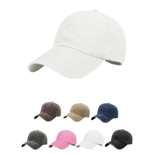 Aomig Cappello da Baseball, Cappellino Uomo Donna 100% Cotone con Visiera, con Visiera, Casuale, Sport cap Hip Hop, per Ciclismo, Pesca, Tennis, Corsa(Bianco)