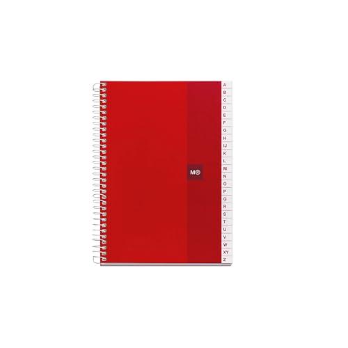 Miquelrius - Rubrica telefonica, 100 Fogli da 70 g/m², Quadretti 5 mm, Quaderno con Indice Alfabetico, Copertina in Cartoncino Plastificato, Formato 152 x 210 mm, Colore Rosso